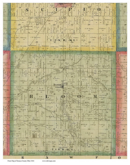 Bloom, Ohio 1864 Old Town Map Custom Print - Seneca Co. - OLD MAPS