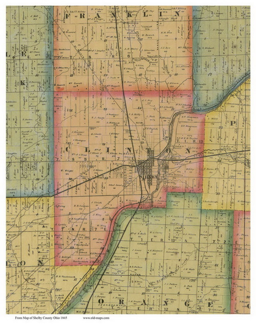 Clinton, Ohio 1865 Old Town Map Custom Print - Shelby Co. - OLD MAPS