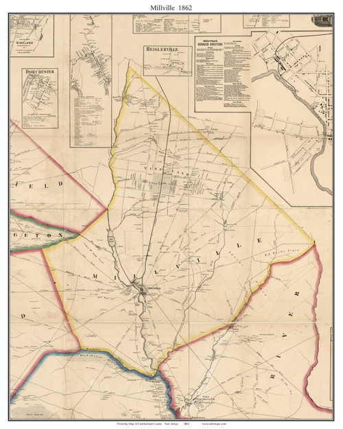 Millville New Jersey 1862 Old Town Map Custom Print Cumberland Co Millville 1862 29x36 Web 