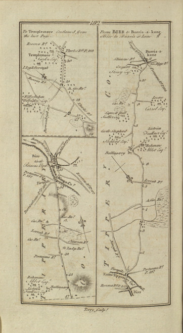 192 Birr Burris A Kane - Ireland 1777 Road Atlas - OLD MAPS