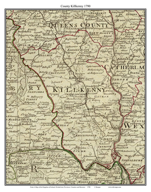 County Killkenny (Kilkenny), Ireland 1790 Roque - Old Map Custom ...