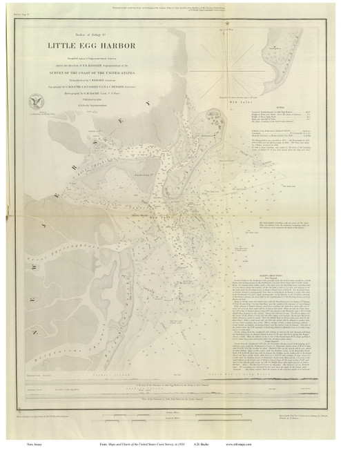 Little Egg Harbor, 1846 - Old Map Reprint - USA Regional 1854 Coast ...