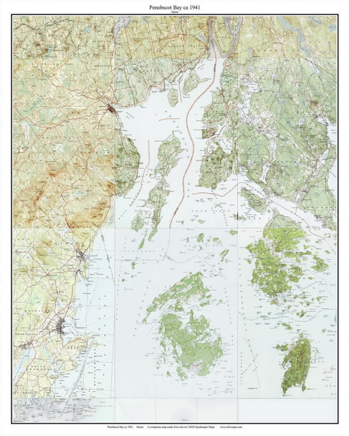 Penobscot Bay 1941 - Custom USGS Old Topo Map - Maine - OLD MAPS