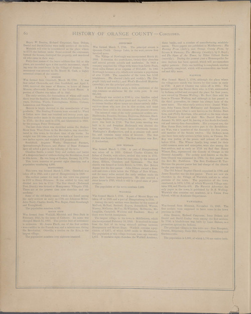 History of Orange County -3 60, New York 1875 - Old Town Map Reprint ...