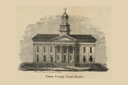 Union County Court House Township Pennsylvania 1856 Old Town Map