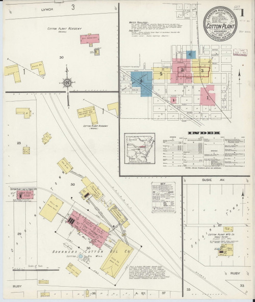 Cutton Map Cotton Plant, Arkansas 1913 - Old Map Arkansas Fire Insurance Index ...
