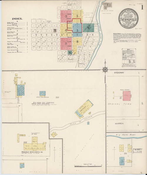 Thermopolis, Wyoming 1912 - Old Map Wyoming Fire Insurance Index - OLD MAPS