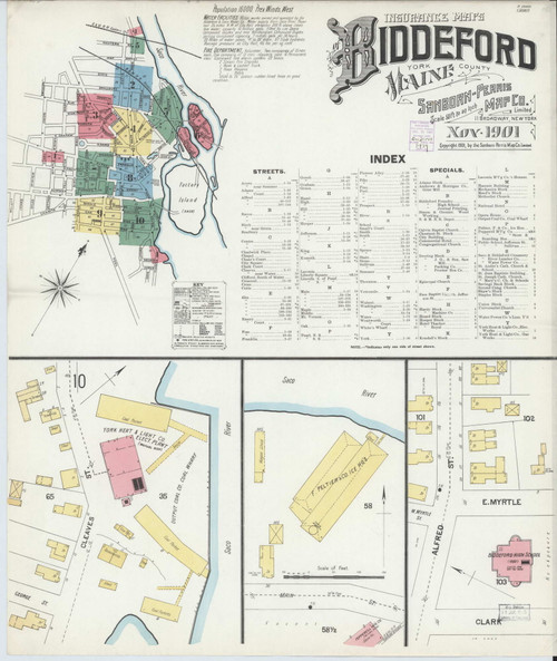 Carte Ancienne De Biddeford, Maine (1894) - Reproduction Encadrable - Ted's Vintage Art