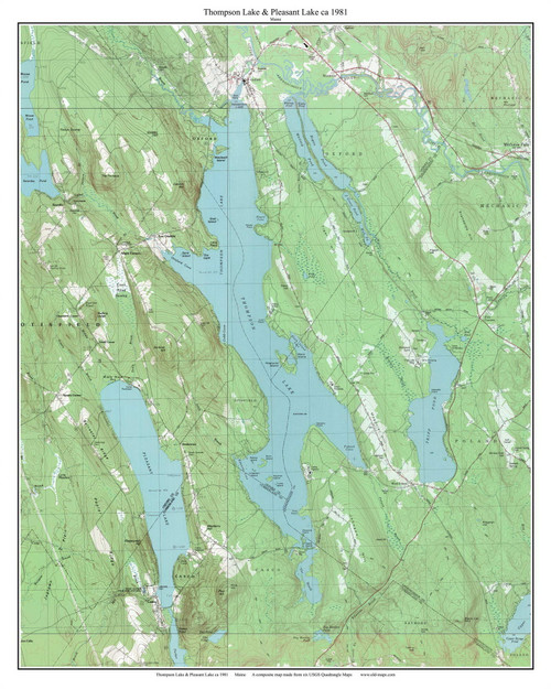 Thompson Lake 1981 - Custom USGS Old Topo Map - Maine - Lewiston ...
