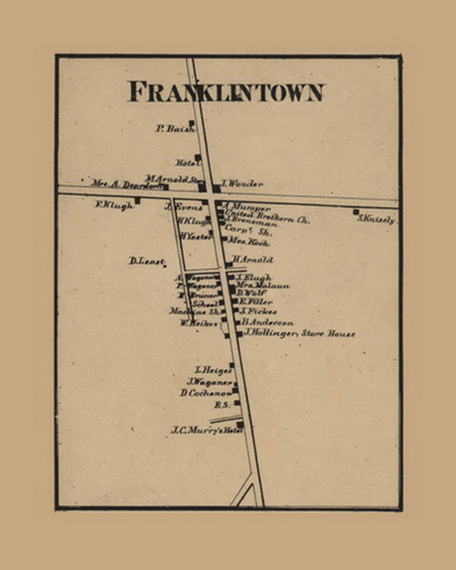 Franklintown Village, Franklin Township, Pennsylvania 1860 Old Town Map