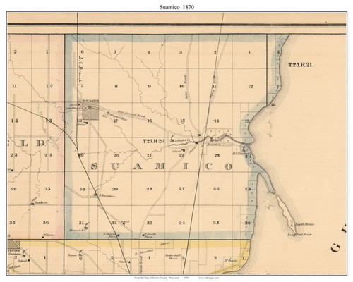 Suamico Wisconsin 1870 Old Town Map Custom Print Brown Co OLD MAPS Suamico 1870 11x14 Web 
