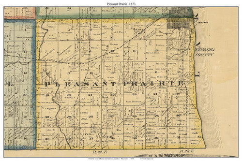 Pleasant Prairie Wisconsin 1873 Old Town Map Custom Print Kenosha Co 1873 11x17 Web 