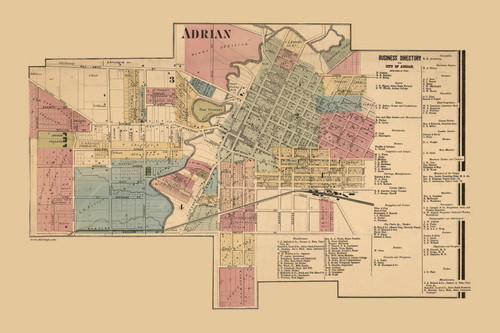 Adrian City Michigan 1864 Old Town Map Custom Print Lenawee Co OLD AdrianCity 1864 14x21 Web 