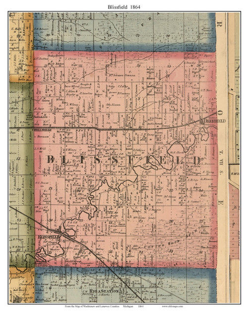 Blissfield, Michigan 1864 Old Town Map Custom Print - Lenawee Co - OLD MAPS