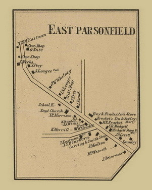 East Parsonfield, Parsonfield, Maine 1856 Old Town Map Custom Print ...