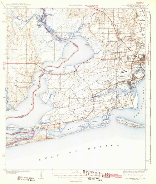 Fort Barrancas, Florida 1943 () USGS Old Topo Map Reprint 15x15 FL Quad ...
