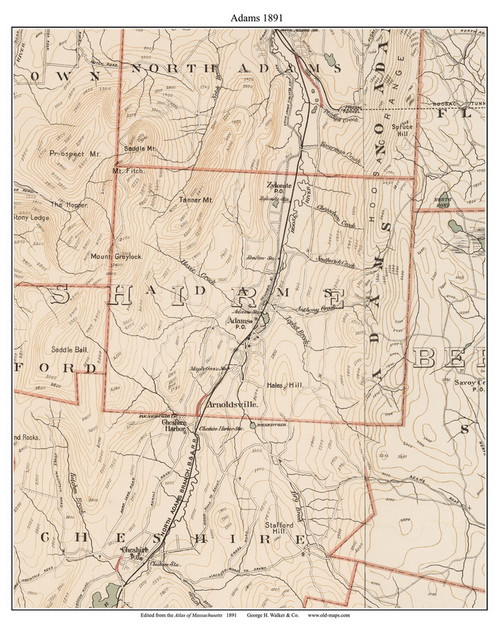 Adams, 1891 - Old Town Map Reprint - Berkshire Co. - 1891 Atlas of ...