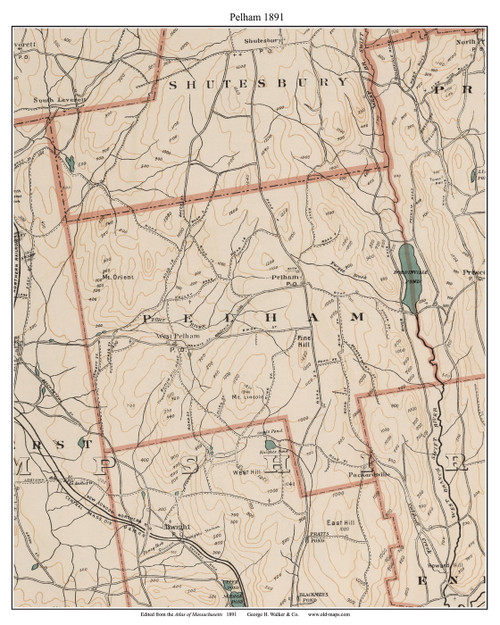 Marsh Rd Pelham Map Pelham, 1891 - Old Town Map Reprint - Hampshire Co. - 1891 Atlas of ...