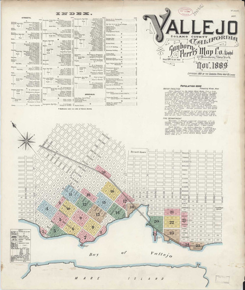 Vallejo California 1889 Fire Insurance Index Old Map Reprint OLD MAPS Vallejo 00905 002 1889 0001 Web 