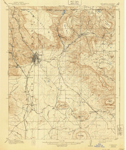 Raton, New Mexico 1914 (1940) USGS Old Topo Map Reprint 15x15 CO Quad ...
