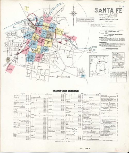 Santa Fee Map Santa Fe, New Mexico Fire Insurance 1948 Sheet 1 - Old Town Map Reprint ...