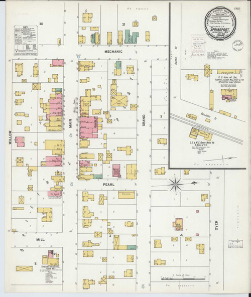 Springport 1853 Map Springport Michigan 1900 - Fire Insurance Index - Old Map Reprint - OLD ...