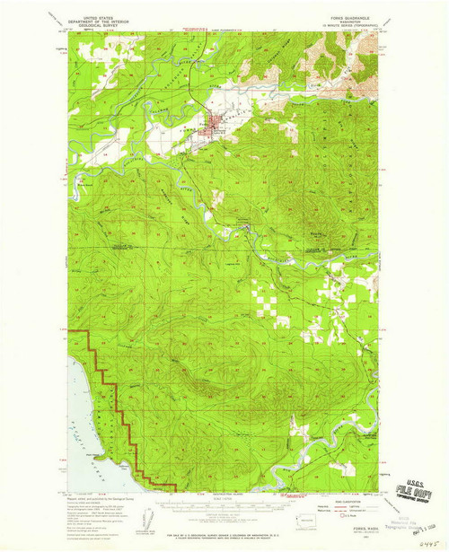 Forks, Washington 1957 (1959) USGS Old Topo Map Reprint 15x15 WA Quad ...