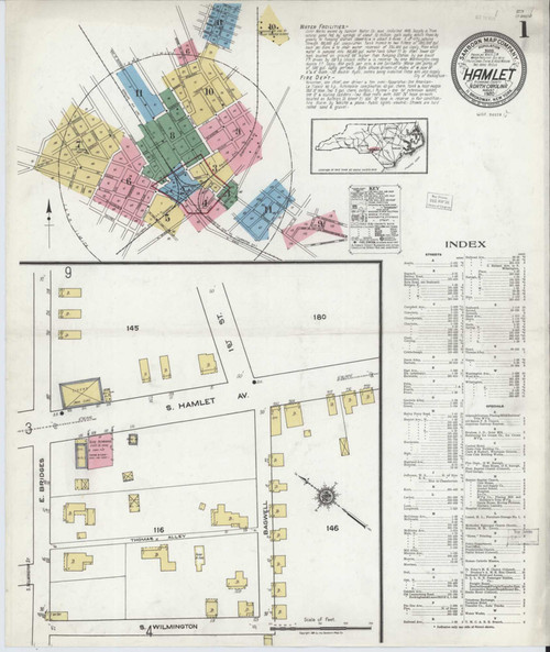 Hamlet North Carolina 1920 Fire Insurance Index Old Map Reprint Hamlet 06422 004 1920 0001 Web 