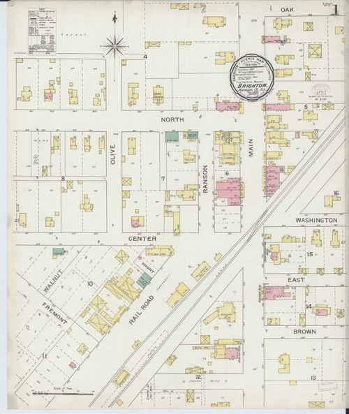 Brighton Illinois 1894 - Fire Insurance Index - Old Map Reprint - OLD MAPS