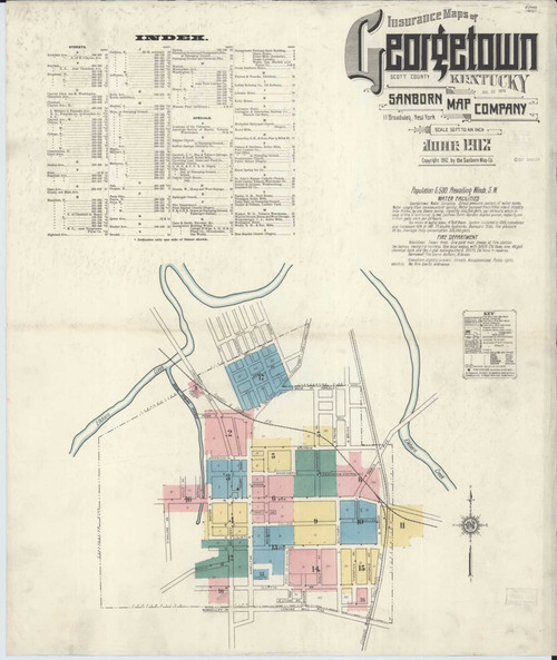 Georgetown Kentucky 1912 - Fire Insurance Index - Old Map Reprint - OLD ...