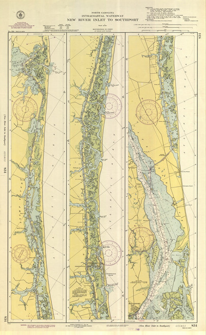 New River Inlet to Southport 1942 - Old Map Nautical Chart AC Harbors ...