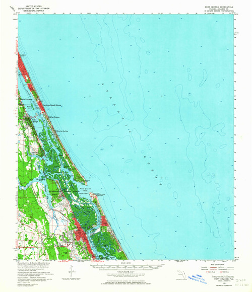 Point O Rocks Florida Map Port Orange, Florida 1956 (1964) USGS Old Topo Map 15x15 Quad - OLD MAPS