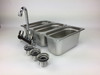 4 basin sink with faucets side angled view