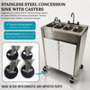 Stainless Steel Concession Sinks - 4 Compartment Portable Sink with Hot Water & Cold Water - Portable Concession Sink for Food Trucks, Concession Stands or Commercial Use (Sink with Casters)