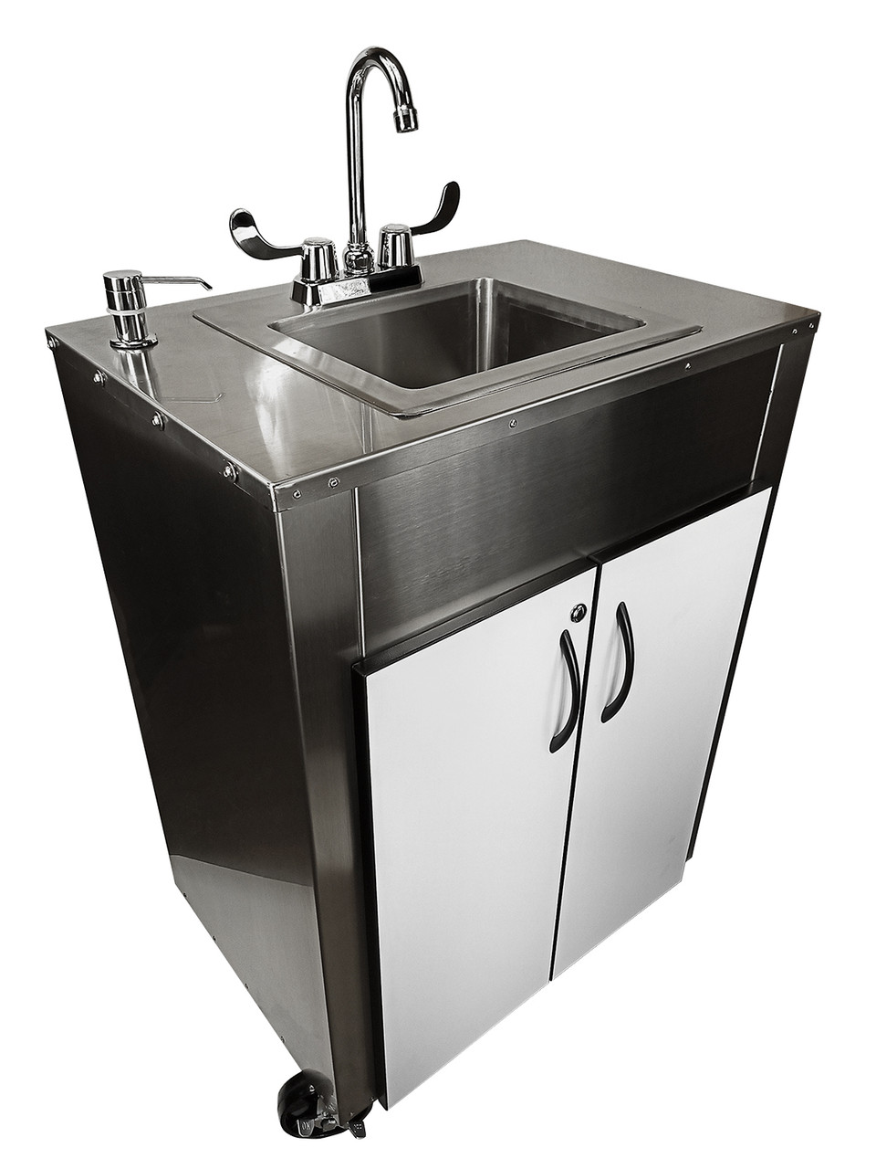 Pinnacle Stainless Steel Handwashing Station with Splash Guard side angled