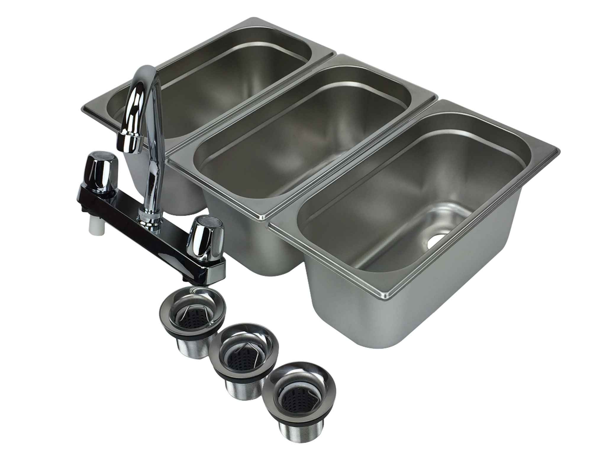 Concession Sink 3 Compartment Portable Stand Food Truck Trailer 3 Small W Faucet