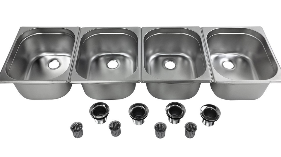 Waterworks 4-Compartment Portable Concession Sink - NSF - Food Truck Trailer Stand