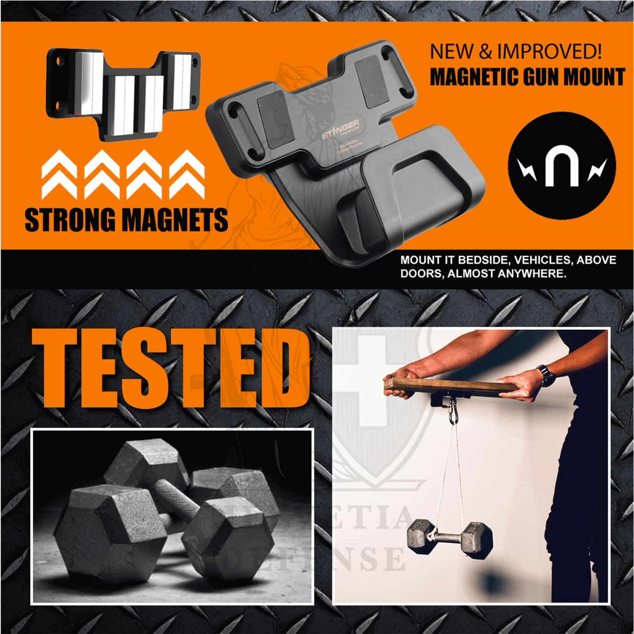 STINGER Magnetische Waffenhalterung - Sicherer Waffenhalter fürs Auto mit  Abzugsbügel