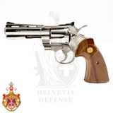 COLT Python Stainless Revolver mit 4-Zoll-Lauf und Edelstahl-Finish für sportliches Schießen und Sammler – Helvetia Defense