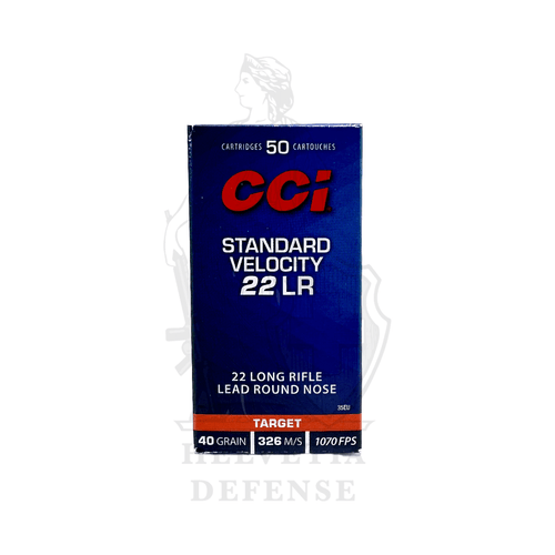CCI Standard Velocity 40gr .22LR ammunition – box of 50 lead bullets for sport shooting available in Geneva