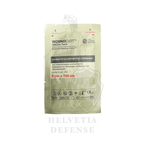 WoundClot MEDLIFE hämostatische Gaze, medizinischer Notfallverband zur schnellen Blutstillung – Helvetia Defense