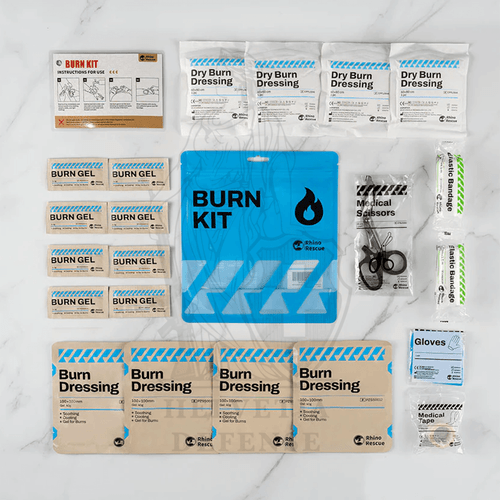 Rhino Rescue Burn Dressing Hydrogel 10x10 cm 40g sofort kühlend und antibakteriell mit Teebaumöl – einzeln steril verpackt – Helvetia Defense Genf