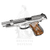 Beretta 92 FS Fusion Swiss Edition Sammlerpistole in 9 × 19 mm mit blumenverziertem Verschluss und Holzgriffen mit silbernem PB-Logo, limitiert auf 10 ausschließlich für die Schweiz bestimmte Exemplare