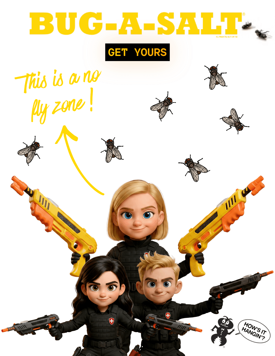 BUG-A-SALT 3.0 – salt-powered fly gun – non-toxic insect killer using table salt – Helvetia Defense Geneva