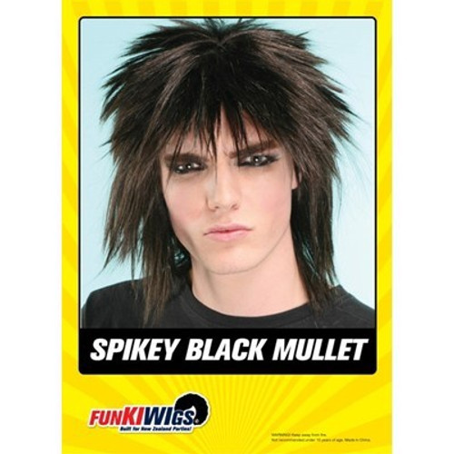Funkiwi Spikey Black Mullet Wig.