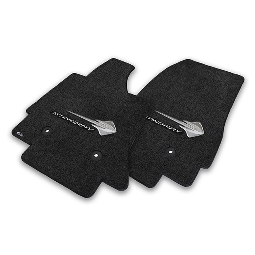 C7 Corvette Stingray Floor Mats - Lloyd Mats Jet/Black with C7 Stingray Logo & Stingray Script 