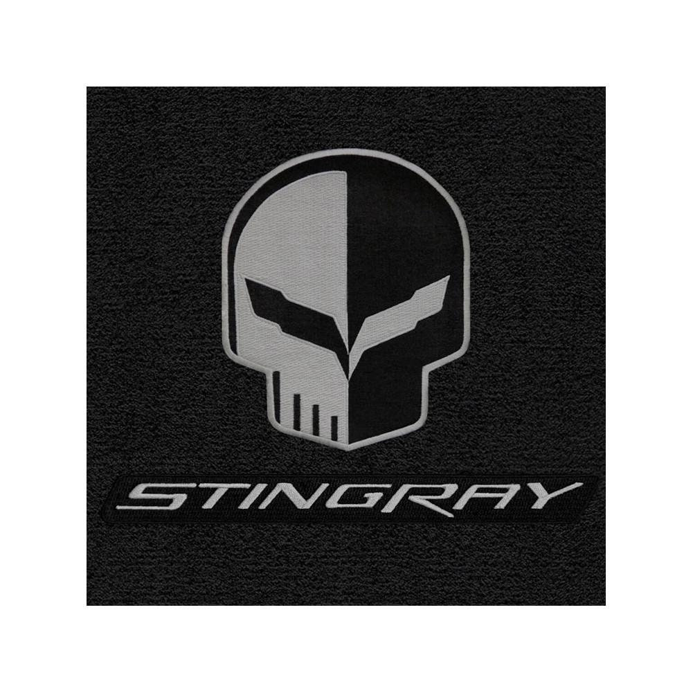 C7 Corvette Floor Mats - Lloyd Mats Jet/Black with Jake Skull Logo & Stingray Script 