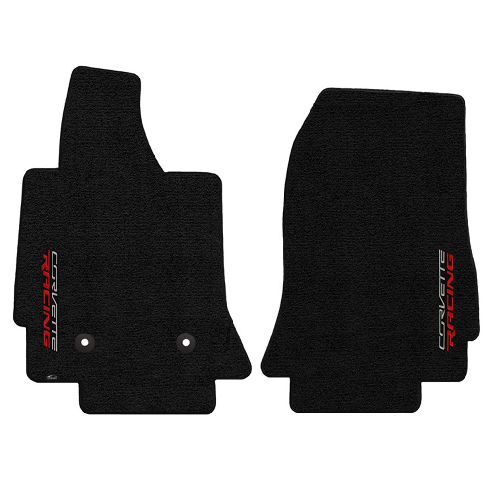 C7 Corvette Floor Mats - Lloyd Mats Jet/Black with Corvette Racing Script Logo