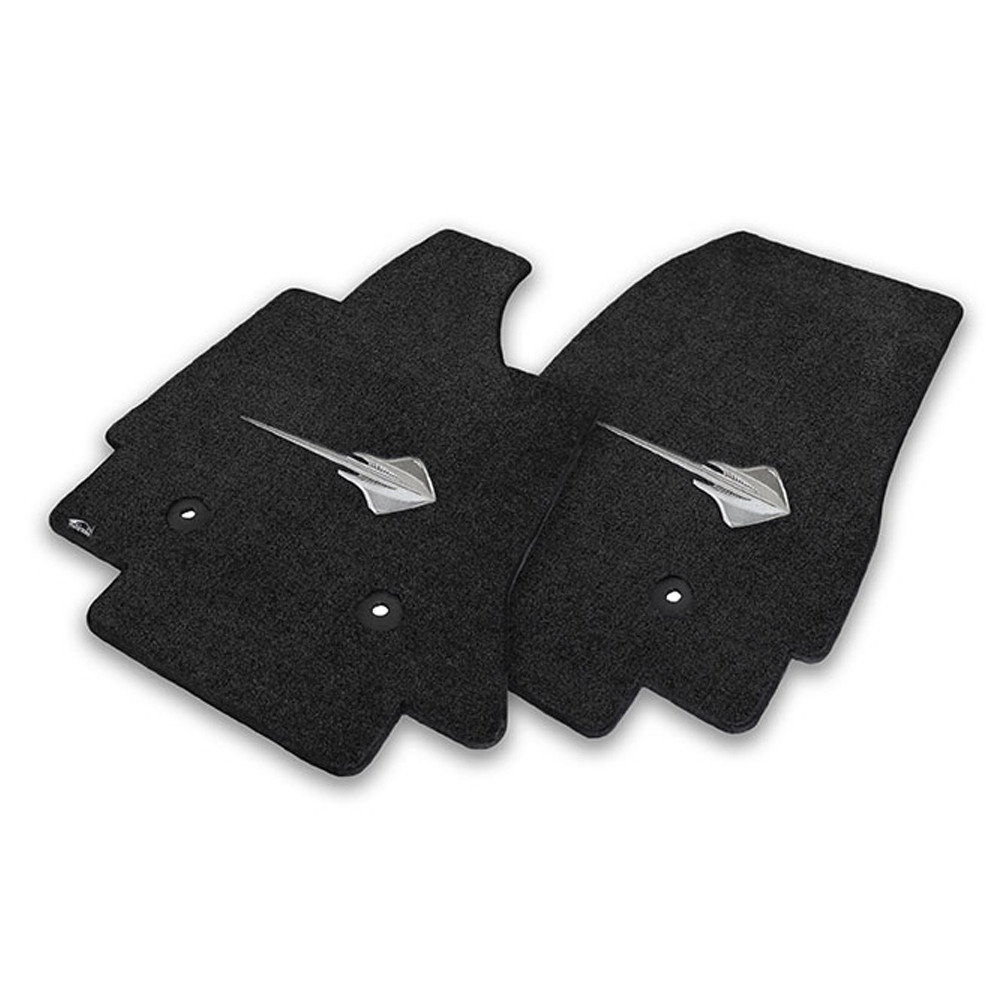 C7 Corvette Stingray Floor Mats - Jet/Black Lloyd Mats with Stingray Logo