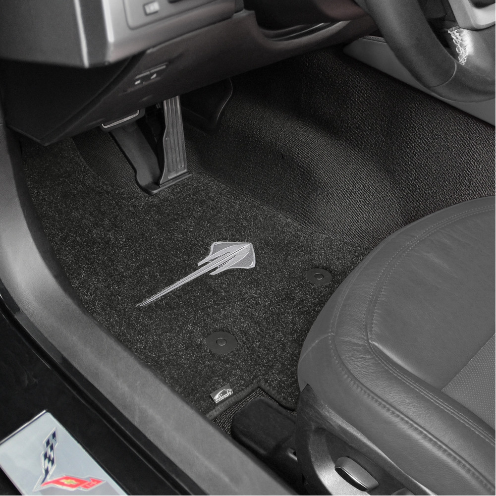 C7 Corvette Stingray Floor Mats - Jet/Black Lloyd Mats with Stingray Logo